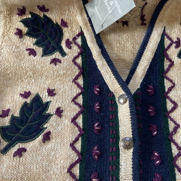 Hand Embroidered Fall Leaf Christopher & Banks Sweater Vest - Picture 15 of 15